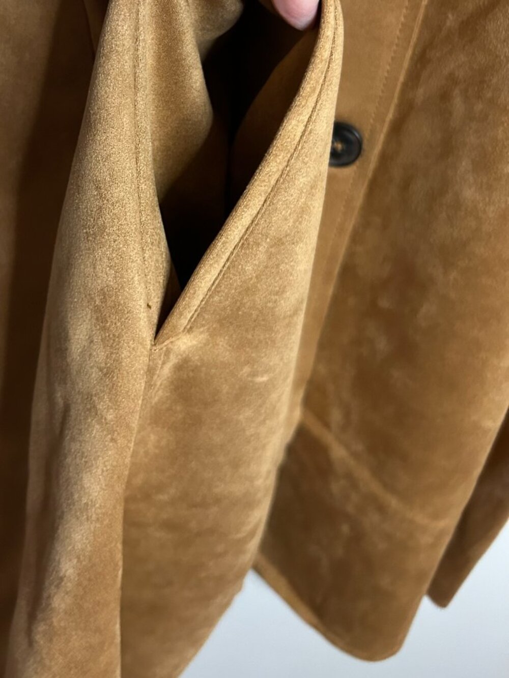 T. Tahari Faux Suede Car Coat Size L in Tobacco Color - Picture 9 of 9